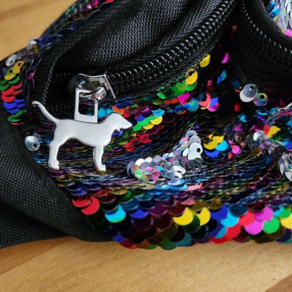 Pink Victorias Secret Fanny Pack Adjustable Sequins Colorful - Picture 7 of 13